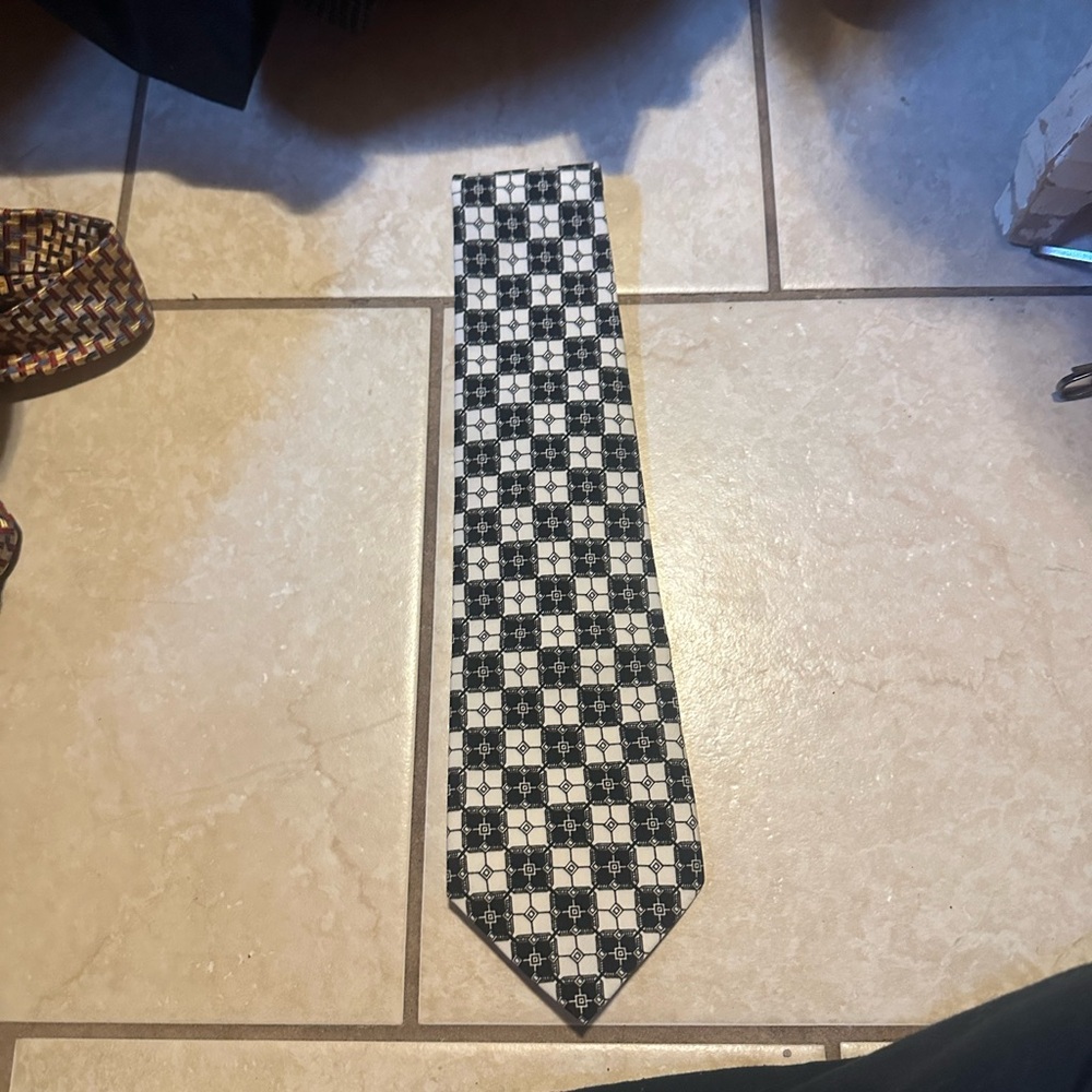Checkered Black and White Tie